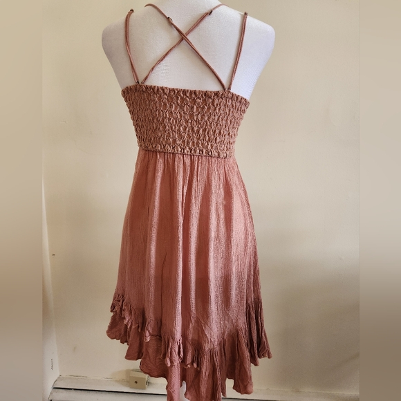 XS Free People Pink Rose Adella Slip Dress Lace Swing - Picture 8 of 16